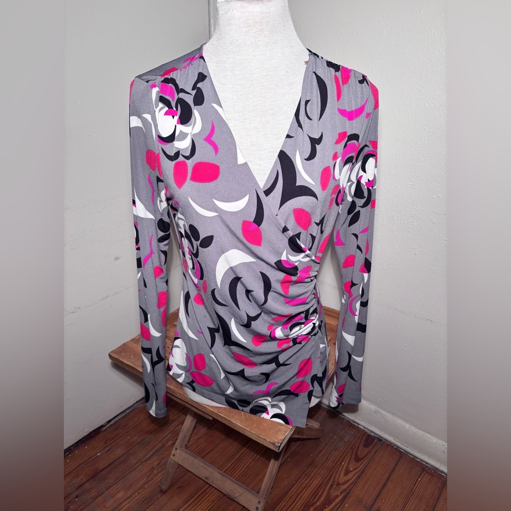 Kenneth Cole Printed Wrap Blouse